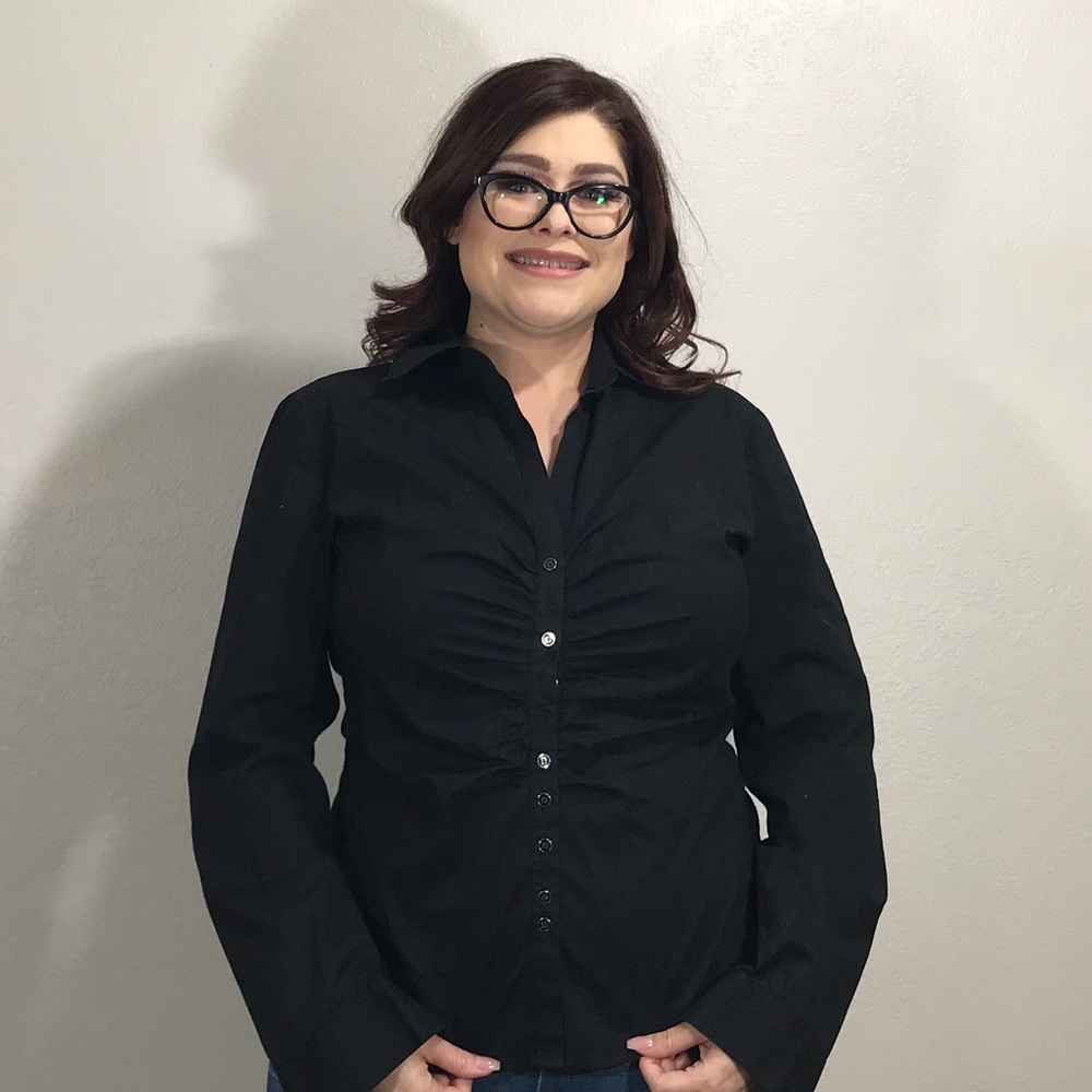 New York & Company Black Button Up Blouse